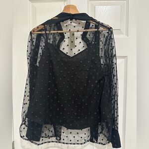 J Crew Polkadot See-thru Button Up Shirt